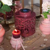 Artikel Lanterne med bladmotiv, soldrevet, til stemningsfuld udendørsbelysning, 25 cm