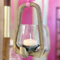 Artikel Lanterne træ glas lanterne stue dekoration Ø12cm H20cm