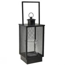 Artikel Stor metallanterne med trådvinduer i antikgrå - 19x36x60 cm - dekorativ lanterne med bærehåndtag
