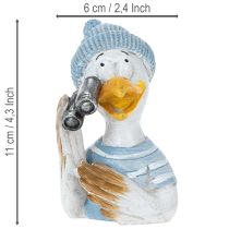 Artikel Nautisk dekoration måge borddekoration blå hvid sølv H11cm