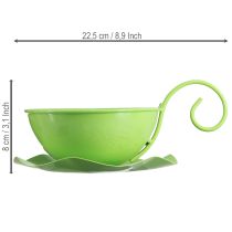 Artikel Dekorativ metalkop, æblegrøn, med underkop, H8 cm Ø11,5 cm, 2 stk.