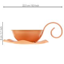Artikel Dekorativ metalkop, orange, Ø11,5 cm, H6 cm, med underkop, 2 stk.