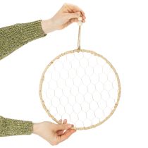 Artikel Boho metal dekorativ ring, sølv, Ø28 cm med naturlig raffia, sæt med 4 - hængende dekoration, vægdekoration