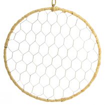 Artikel Metal dekorationsring til ophæng Raffia Sølv Natur Ø28cm 4 stk