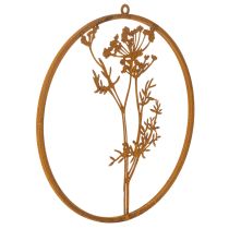 Artikel Metalring, rustent metal, dekorativ ring, vægdekoration, dildkvist, Ø38 cm