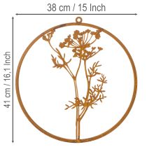 Artikel Metalring, rustent metal, dekorativ ring, vægdekoration, dildkvist, Ø38 cm