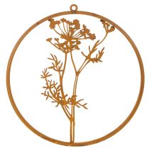 Artikel Metalring, rustent metal, dekorativ ring, vægdekoration, dildkvist, Ø38 cm