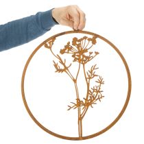 Artikel Metalring, rustent metal, dekorativ ring, vægdekoration, dildkvist, Ø38 cm
