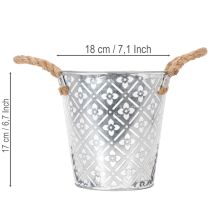 Artikel Metalplantepotte, urtepotte med håndtag, plantepotte med blomstermønster Ø18cm