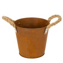 Artikel Metalpotte med håndtag, urtepotte, rustdekoration Ø16,5 cm H15 cm