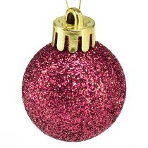 Artikel Mini juletræskugler pink brudsikre Ø3cm H3,5cm 14 stk