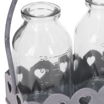 Artikel Mini flaske dekorativ vase bakke rektangulær grå 15,5x6cm