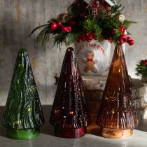 Artikel Mini juletræ i glas LED rød grøn brun 18 cm 3 stk.