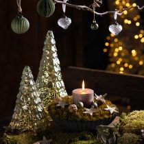 Artikel Mini juletræ med LED-belysning grøn guld 28 cm