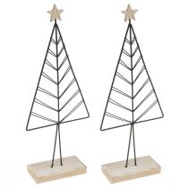 Artikel Mini juletræ metal træ sort natur 28cm 2stk