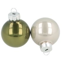 Artikel Mini julekugler glas grøn sølvgrå Ø3cm 22 stk
