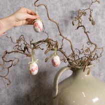 Artikel Påskeægdekoration, tulipanmotiv med bånd til ophængning og forårsdekoration, 6 cm, 12 stk.