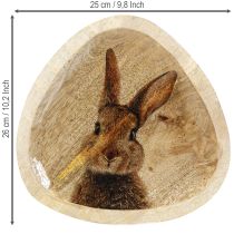 Artikel Påsketallerken Dekorativ træplade Kanin i Æg Natur 25x26cm