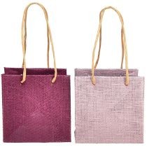 Artikel Papirgaveposer med hanke bordeaux pink 12x12cm 8 stk