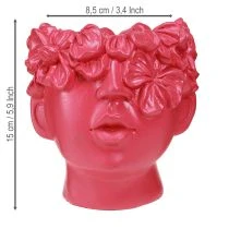 Artikel Plantehoved Polyresin Bust Planter Pink 13,5×13×14cm