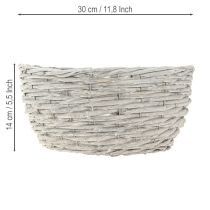 Artikel Kurvesæt i flet, hvidgrå, shabby chic dekoration, 3 dele