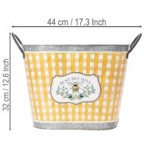 Artikel Oval urtepotte med bi-design, ternet mønster, sommerdekoration, plantekasse, 38×24×29 cm