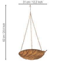 Artikel Dekorativ hængeskål, havedekoration, rustlook, Ø31 cm, L62 cm