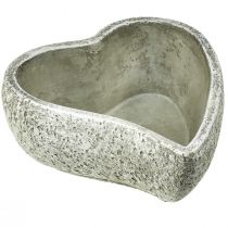Artikel Planteskål hjertegravdekoration plantehjerte grå hvid 18×19cm H7,5cm