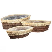 Artikel Plantebåde træbark 3-farvet 33,5/40/48 cm sæt af 3