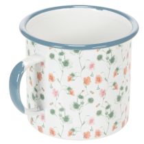Artikel Emaljepotte, dekorativ kop med blomstermotiver, Ø11 cm