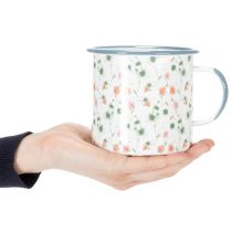 Artikel Emaljepotte, dekorativ kop med blomstermotiver, Ø11 cm