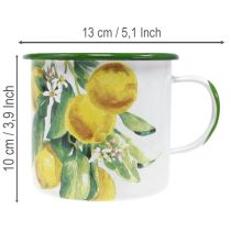 Artikel Emaljepotte, dekorativ potte med citrongren, middelhavsstil plantekasse Ø9,5 cm H10 cm