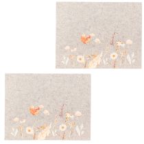 Artikel Filt dækkeservietter med blomstermotiv – stilfulde dækkeservietter til naturlig borddekoration 45x35cm 2 stk.