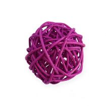 Rattan kuglililla, lilla, bleget Ø4,5 cm 30p
