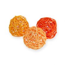 Rattan kugler Ø4,5 cm orange assorteret 30stk