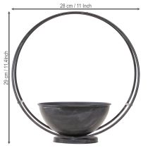 Artikel Skål med fod, dekorativ ring, metal, antracit, H29 cm, 2 stk.
