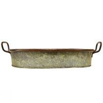 Artikel Oval metalbakke med hank, rustfarvet, 46/52 cm, sæt med 2 stk.