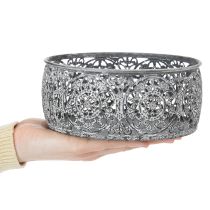 Artikel Dekorativ metalskål, gråt og hvidt mønster, Ø16/19,5/23,5 cm, sæt med 3