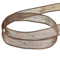 Artikel Snefnug dekorationsbånd med tråd brun pink B15mm L15m