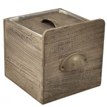 Artikel Træskuffesæt med håndtag, brun aftørret - rustik opbevaring, sæt i forskellige størrelser, 4 stk