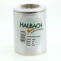 Artikel Hvidt kransbånd med guldkant til computertryk, satinbånd, vandtæt, 25m x 125mm