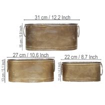 Artikel Sæt med metalplantepotter og -bøtter, vintage retro-stil, L22,5 cm/27 cm/31 cm
