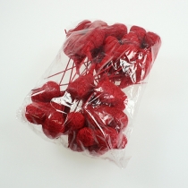 Artikel Sisal hjerte 5cm rød på pind 24 stk