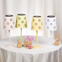 Artikel Solcelledrevet LED-bordlampe med blomsterdesign, stemningsfuld udendørsbelysning, 28 cm