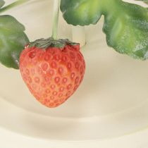Artikel Metal lysestage med jordbærdekoration, cremefarvet, rund, H26 cm
