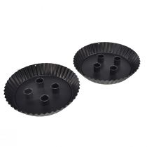 Artikel Metal kageformet lysestage – Sort, Ø 24 cm – Elegant borddekoration til 4 lys – 2 stk.