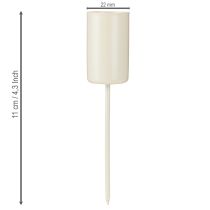 Artikel Metallysholder på stang, beige, H11 cm, 4 stk.
