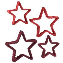 Artikel Stjerne til stand juledekoration juterød 13/18cm 4stk