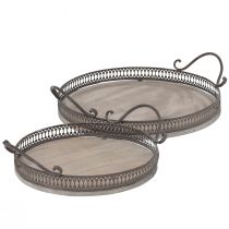 Artikel Bakke med håndtag rund bakke antikbrun Ø26/33cm sæt med 2 stk