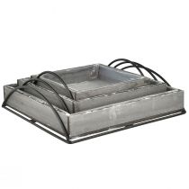 Artikel Alsidigt sæt med grå træbakker - Forskellige størrelser - Stilfuld opbevarings- og serveringsløsning - Sæt med 3